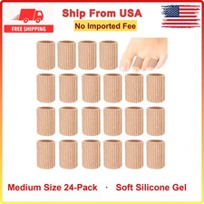 24 Pcs Toe Protector Sleeve For Corns, Skin Color, Medium Size Soft Gel Cushion