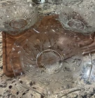 Vintage Jeanette Glass Iris And Herringbone Bowl 9.5” Set Of 3 Glass Bowls