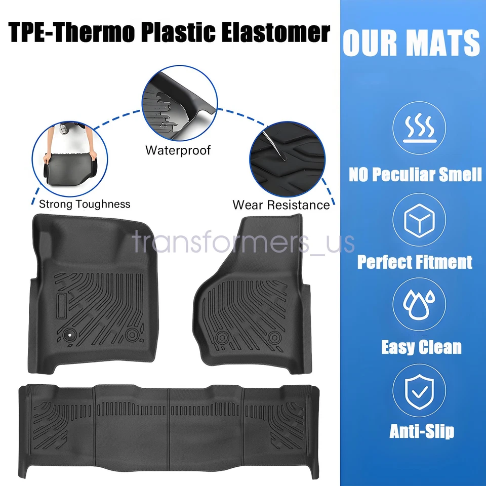 TPE Floor Mats Liners Fits 1999 2000 2001 2002 2003 Ford F-250 F-350 F-450 F-550 - Изображение 3 из 4