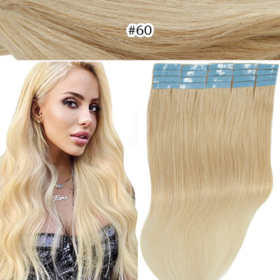 Undetectable Tape In Remy Real Human Hair Extensions THICK Black/Brown/Blonde