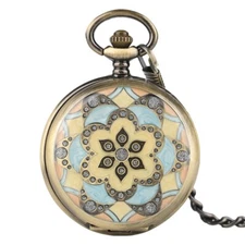 Mens Pocket Watch Mechanical Vintage Steampunk Skeleton Retro Chain Luxury