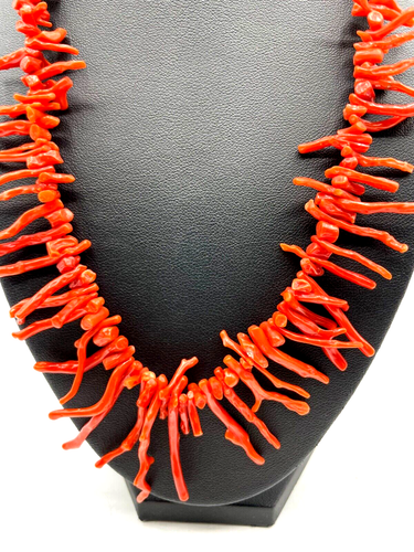 Vintage traumhafte Korallenkette Stäbchen Koralle Collier Verlauf L 52 cm B 45mm - Bild 4 von 7