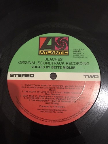 Bette Midler Beaches Original Soundtrack Recording 1988 Vintage Vinyl Record LP - Picture 7 of 7