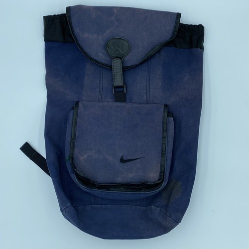 Nike VTG White Tag Blue Canvas Cinch Flap Top Backpack - 第 1/7 張圖片
