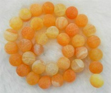 Fine 8mm Matte Orange Dream Fire Dragon Veins Agate Gems Round Loose Beads 15"AA