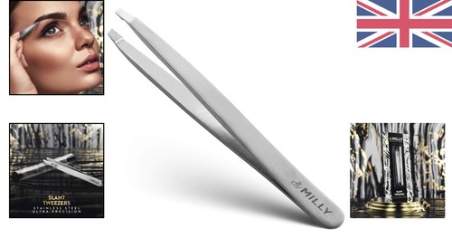 Professional Precision Slant Tweezers - Matte Silver, Effortless Hair Removal - Picture 2 of 9