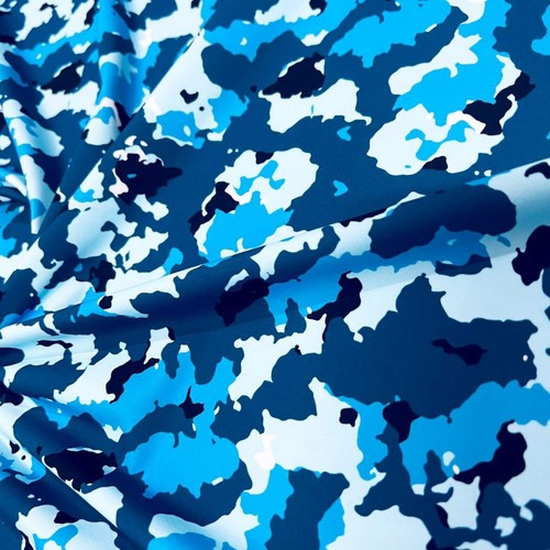 Blue Military Camouflage Print Stretch Fabric 60"wide Sportwear Spandex By Yard - Picture 6 of 6