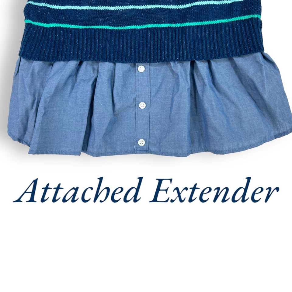 P.S. Aeropostale 2 piezas Brillo Azul Rayas Cola de Camisa Suéter y Gorro NIÑAS 12 Foto 4 de 4