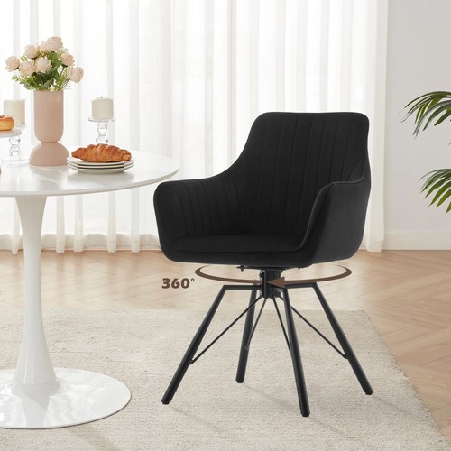 2pcs 360° Swivel Dining Chairs Velvet Padded Seat Dining Room Chair Multicolor - Picture 2 of 68