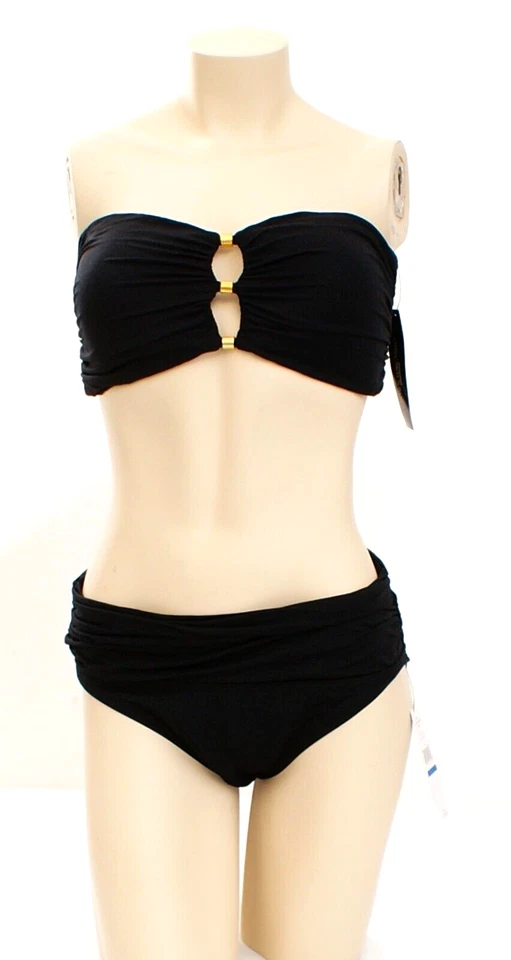 Carmen Marc Valvo 2-Piece Black Bandeau Bikini Two Piece Swim Suit Women's XL - Image 2 of 4