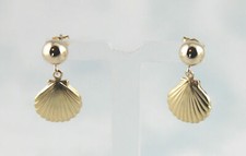 14K Gold Filled Shell Drops 13X11 mm on 6mm Ball Studs