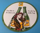 Vintage 7 Up Soda Sign - Advertisement Piggly General Store Porcelain Gas Sign