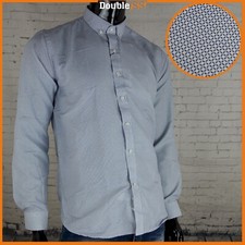 Camicia da Uomo Classica Bianca manica Lunga fantasia a Quadri Elegante Cotone