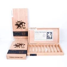 Lot of 3 Liga Privada Feral Flying Pig Wood Cigar Box 13.25" x 6.75" x 1.75"