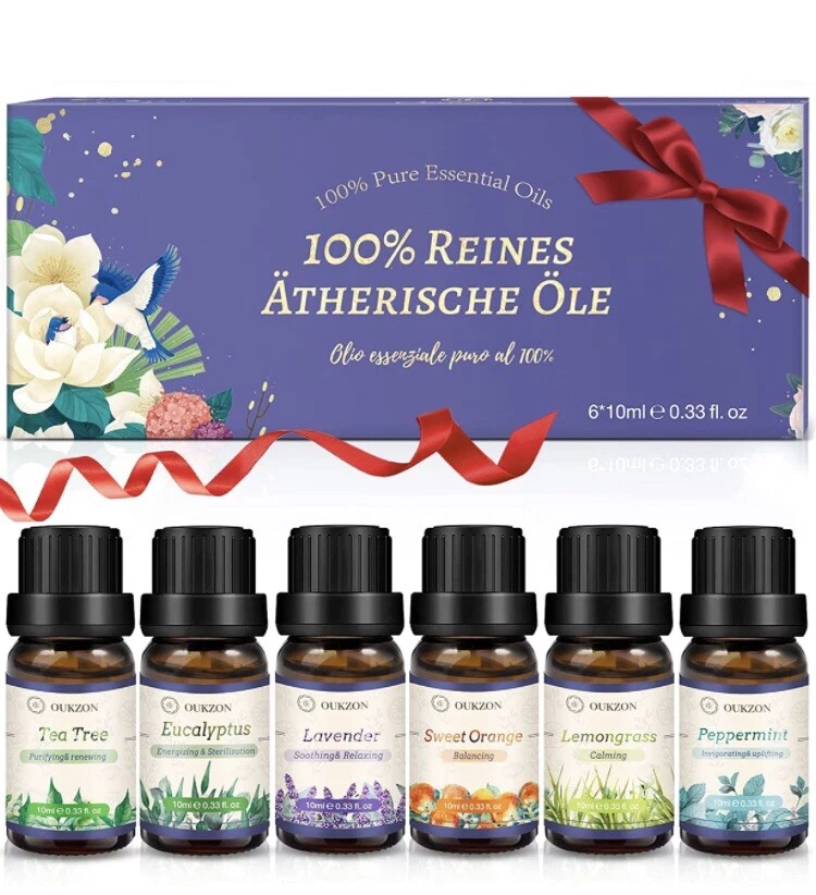 Essential Oils Set, Oukzon TOP 6x10ml Fragrance Oils Gift Set, 100% Pure - Picture 1 of 7