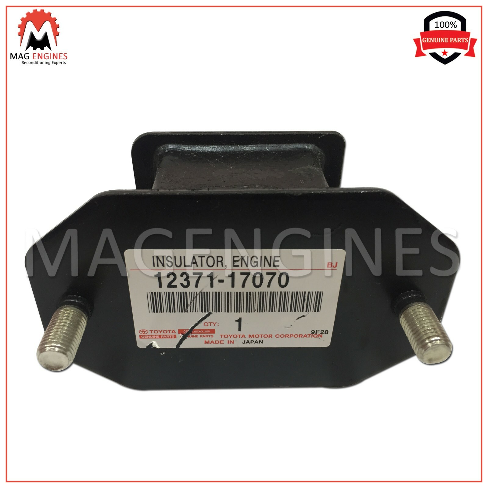 12371-17070 GENUINE OEM INSULATOR, ENGINE MOUNTING, REAR NO.1  