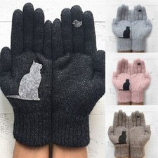 Cute Pink Gloves Simple Mitten Brand Cat Fan Cat Bird Print Cotton Gloves