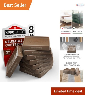 Set of 8 Non-Skid Furniture Cups   3'' Rubber Pads for Ultimate Floor Protection
