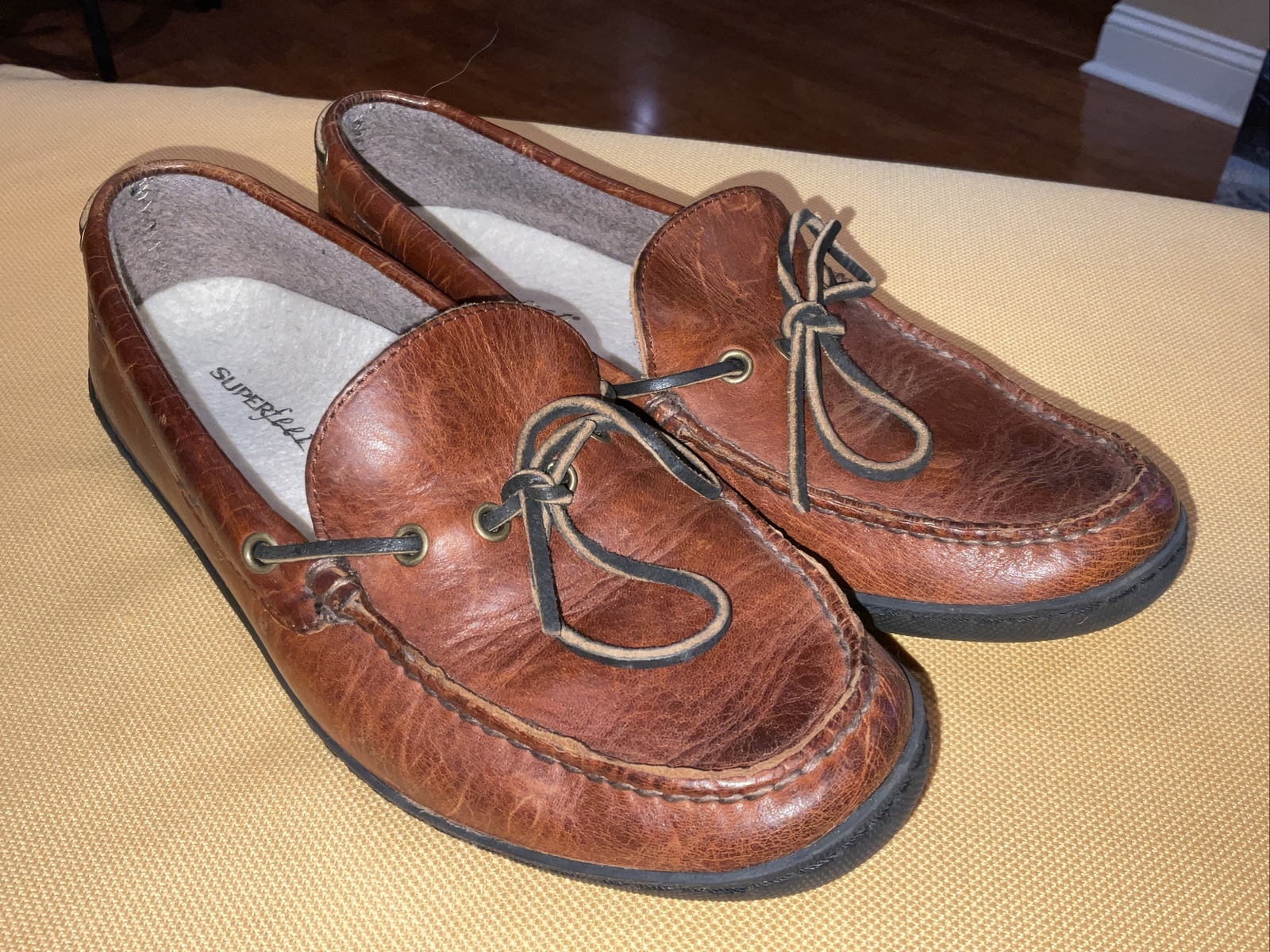 EXC! FRYE Hugh Tie Leather Fur Lined Moccasin Slippers - Cognac - Men's 10,  $198 | eBay