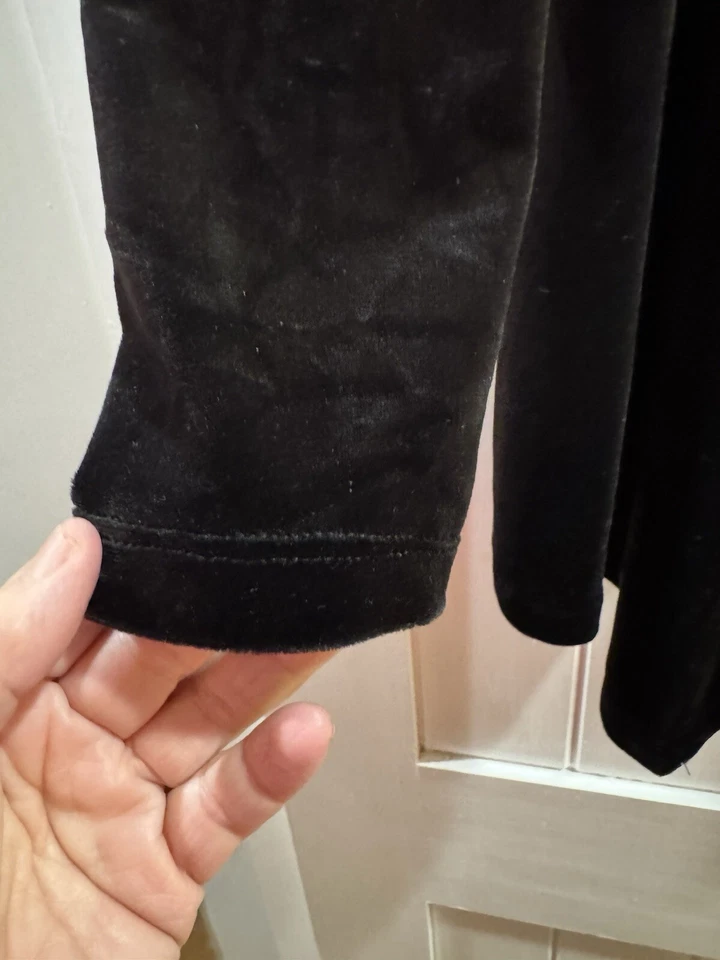 Spring + Mercer Woman’s Jacket Cardigan Medium Black Velveteen Open Waterfall - Image 4 of 4