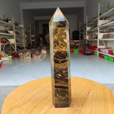 560g WOW! Natural Rare Pietrsite Crystal Obelisk Quartz Tower Point Healing Y683