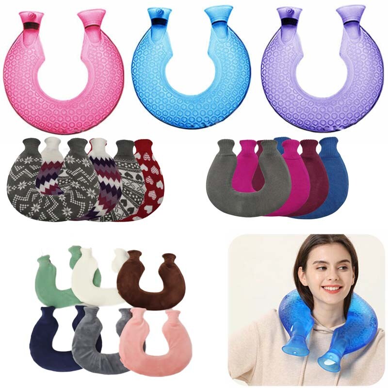 U Nacken Wärmflasche mit Plüschbezug für Nacken Rücken und Schulter Nackenwärmer
