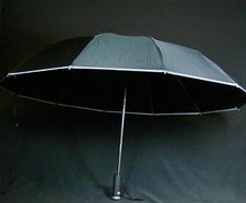 Black Compact Auto Open/Close Umbrella With Flashlight Handle New