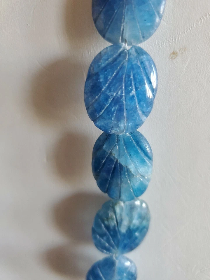 Collar de cuentas talladas a mano de zafiro real 18" nuevo sin etiquetas Foto 2 de 4