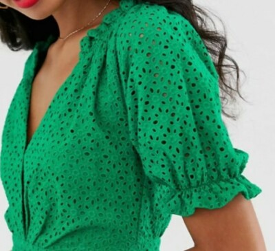 Dark Pink milkmaid anglaise mini dress in green. Size- UK 6 | eBay UK Dark Pink milkmaid anglaise mini dress in green. Size- UK 6 | eBay UK