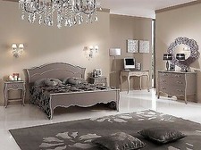 CAMERA MATRIMONIALE LETTO COMODINI COMO SCRITTOIO COLORE TORTORA ANTICATO