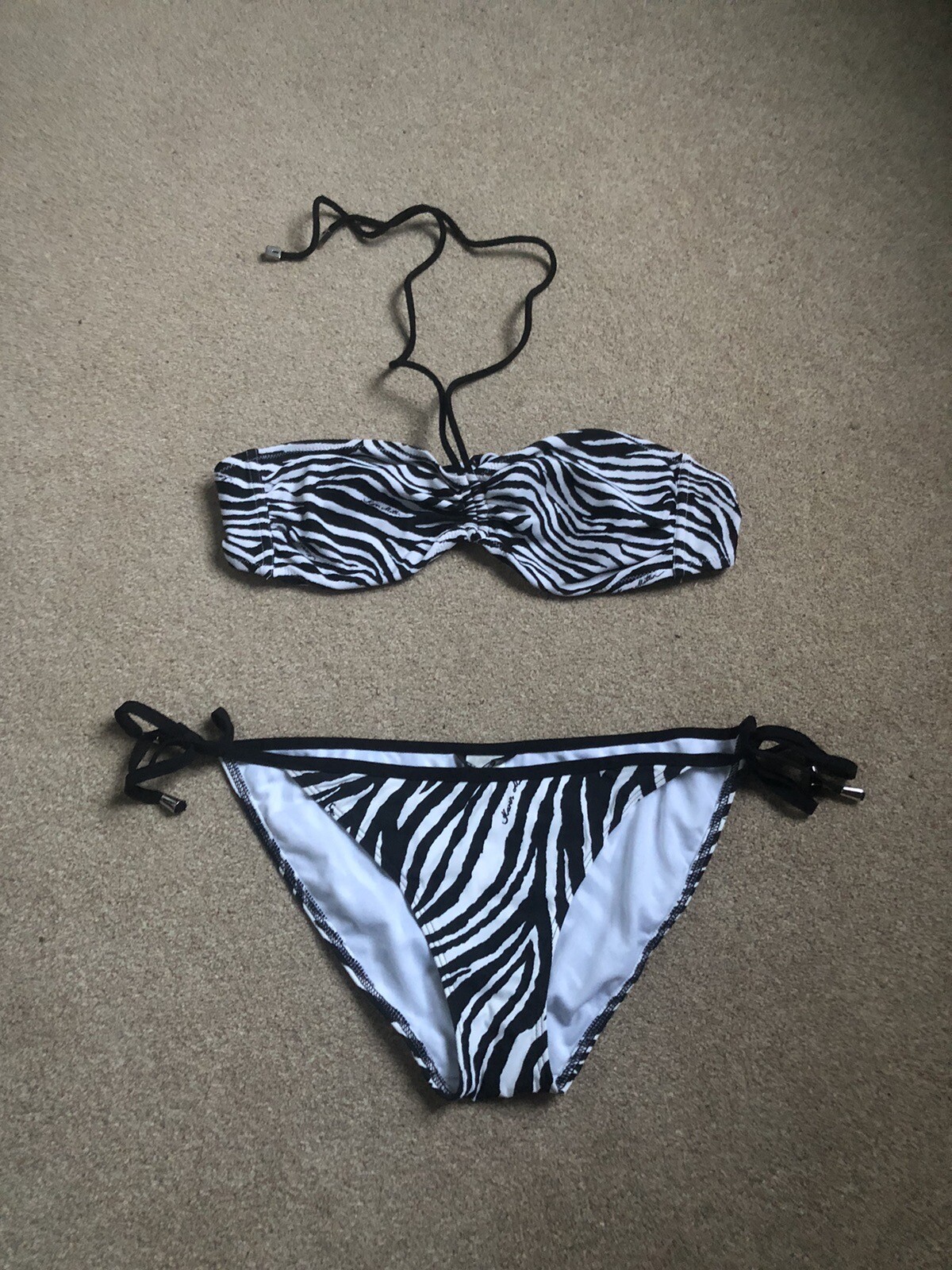 BNWT Karen Millen Zebra Print Bottoms PLUS Used 2 Piece Halter Bikini