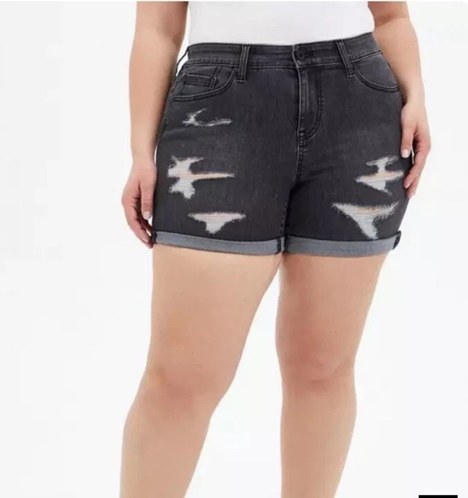 Pantalón Corto Torrid Mujer Talla Grande 22 Negro Envejecido 5 Pulgadas Súper Suave Tiro Medio Y13 Foto 4 de 4