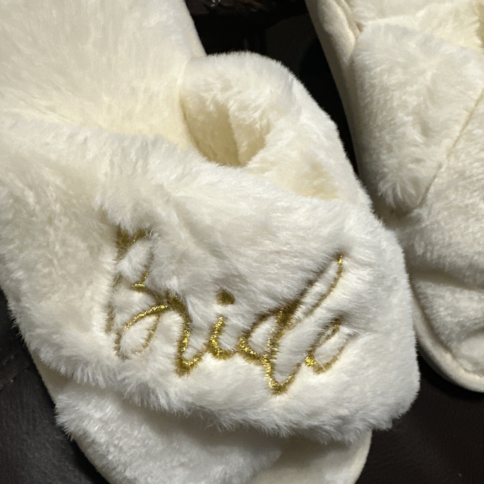 PANTOFOLA D’ORO Ciabatte donna avorio con cuciture oro sposa fuzzy nuove e taglia 38 39