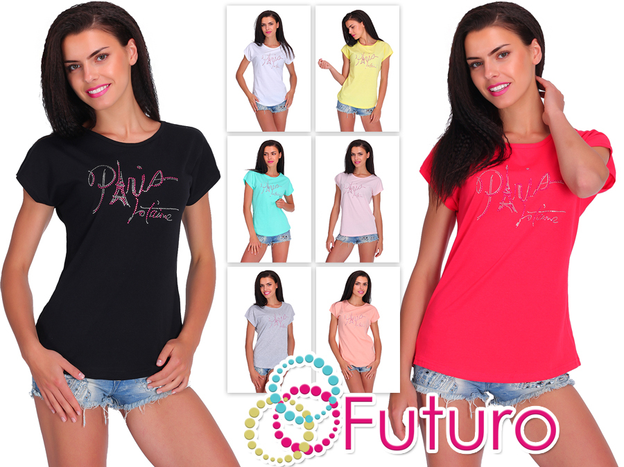 T-shirt DOMENICA M/m Con Strass Più Collana Con Pietre Multicolor - Foto 12