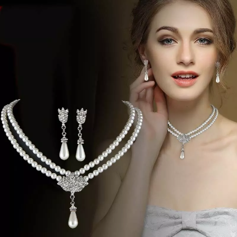 Pearl earrings and bracelet set outlet