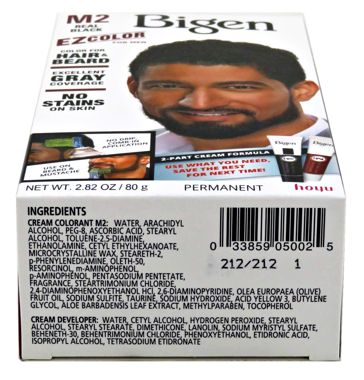 Bigen EZ Color M2 Real Black Permanent Color for Hair & Beard 2.82 oz. - 3 PACK