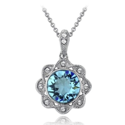 Silverspeck Aqua & Clear Kristallblüten-Anhänger Kette mit Karabinerverschluss