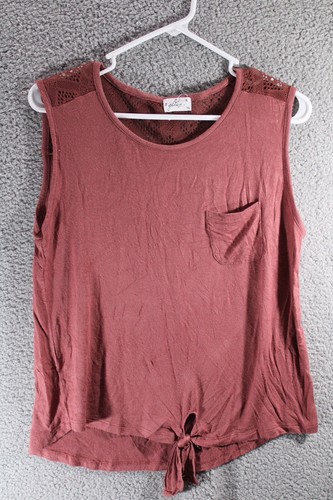 Glitz Mauve Sleeveless Tank Top Shirt Lace Shoulders Knot Pocket Girls XL |  eBay