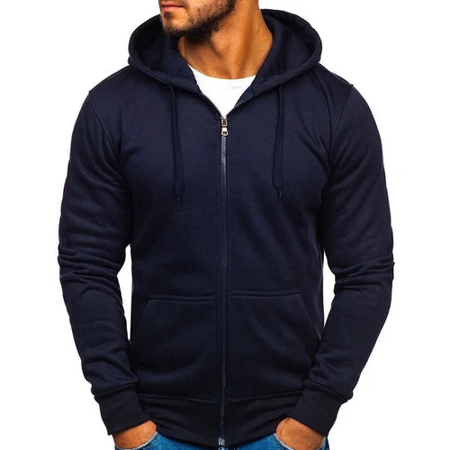 Herren Reißverschluss Hoodie Herbst Winter Sweatshirt Colorblock warme Jacke schwer - Bild 17 von 39