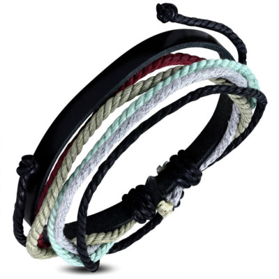 unisex Lederarmband Multi Color Wrap Seil  verstellbar  e-FWB131