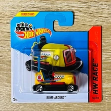 Bump Around 2014 HW Race Track Aces Short Card Yellow Red Blue Bumper Car