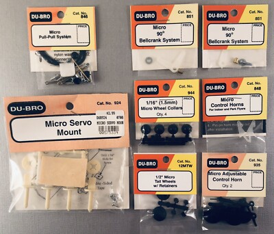 DU-BRO Micro Hardware Lot - Control Horns, Bellcranks, Servo Mt., Pull-Pull Sys.