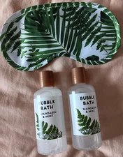 Bubble Bath Eye Mask Gift Set Lot Mandarin Mint 3.5 fl oz Tropical Fern Floral