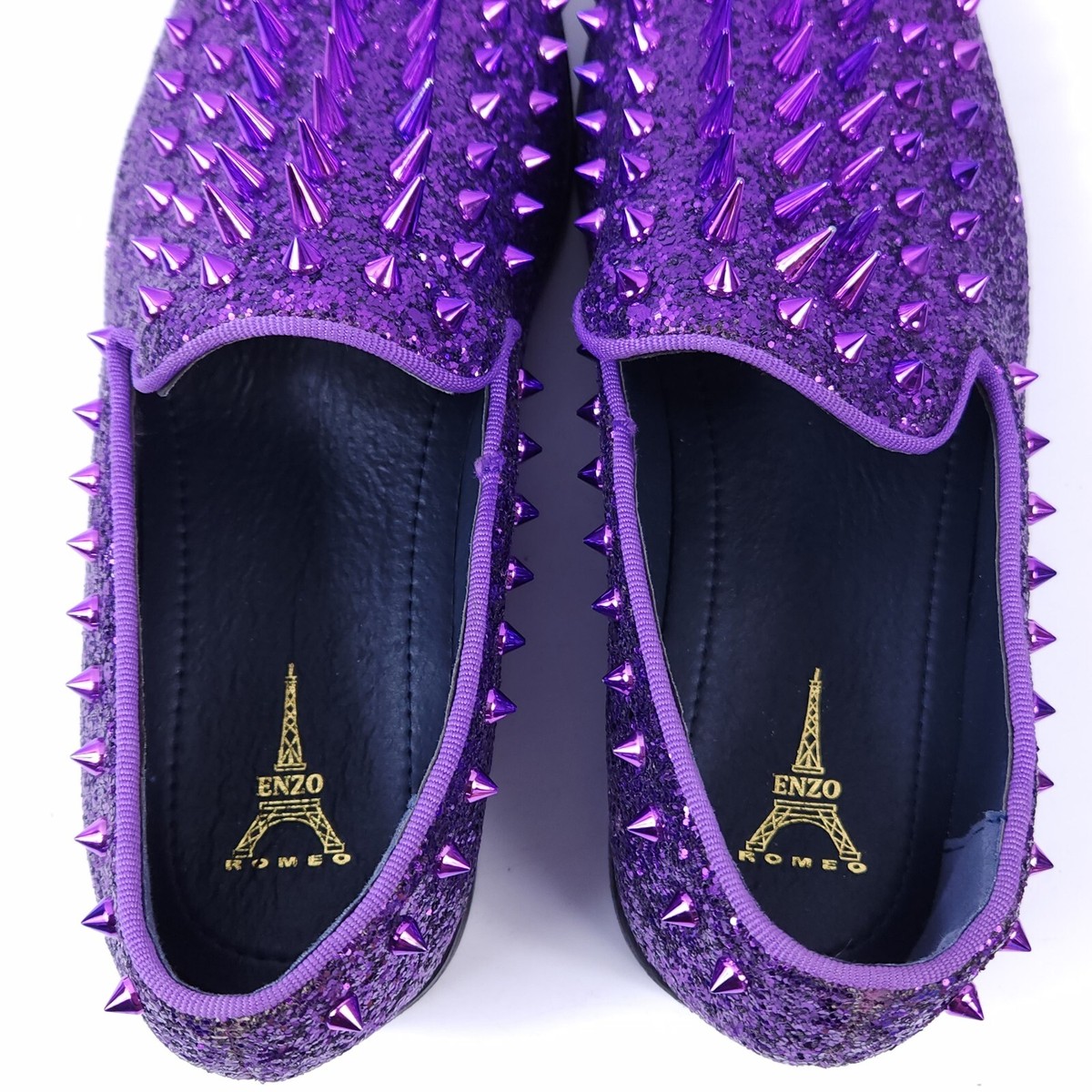 Enzo Romeo Mens Size 8 Sparko Loafers Purple Slip-On Spiked