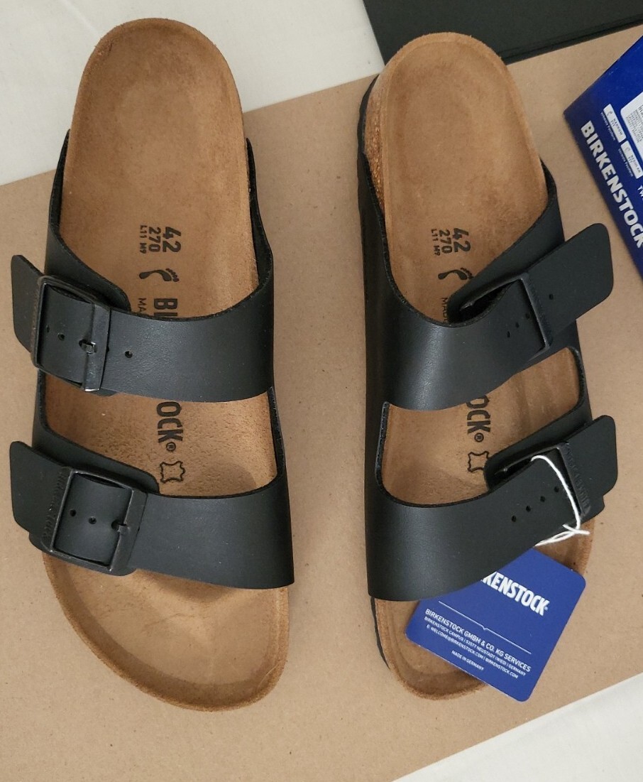 NIB Birkenstock arizona Birko-Flor Black Sandals 42 N (A/B