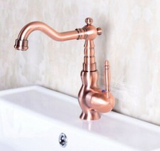 Antique Red Copper Bathroom Kitchen Bar Vessel Sink Swivel Faucet Tap snf135