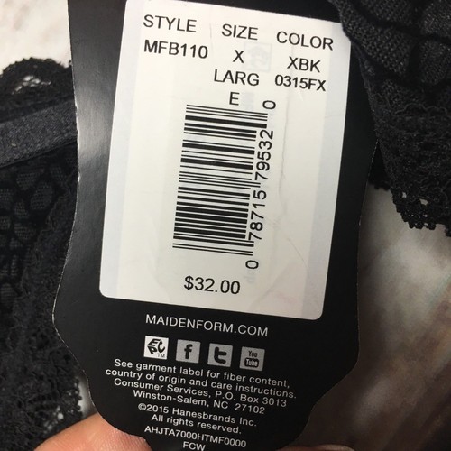 Maidenform SEXY Black Garter Belt XLARGE NWT $32 - Picture 3 of 5