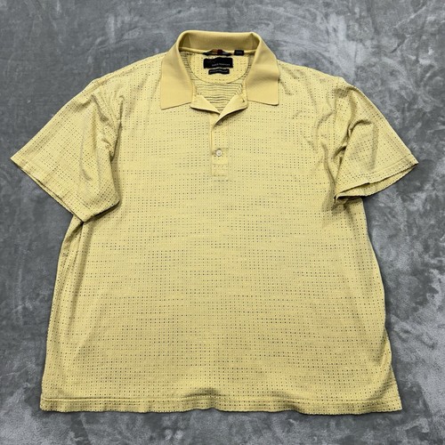 Greg Norman Shirt Mens XL Yellow Short Sleeve Polo 60/2 Double Mercerized Logo