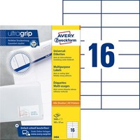 Avery Zweckform® 3484 3484 Universal-Etiketten - 105 X 37 Mm, Weiß, 1.600 Etiket