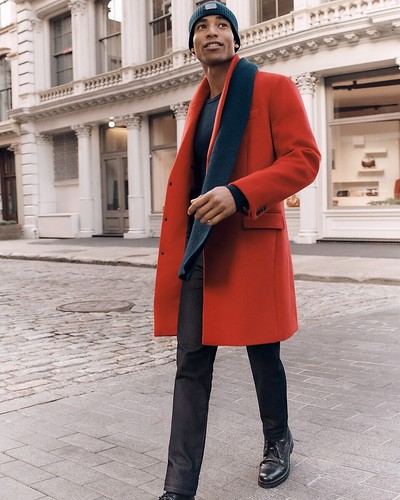 NEW EXPRESS $298 RED WOOL BLEND WATER RESISTANT TOPCOAT COAT SZ S SMALL - Picture 4 of 4